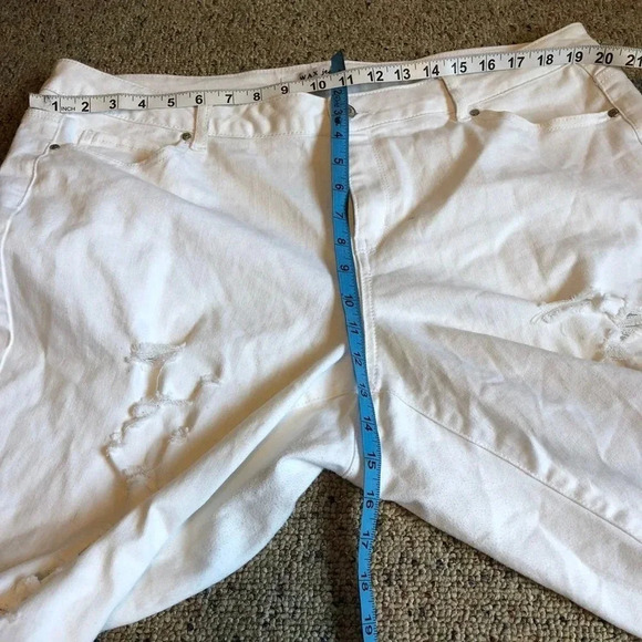Wax Jeans Mid Rise Distressed skinny white women Plus Size 20 Pockets - Picture 3 of 12